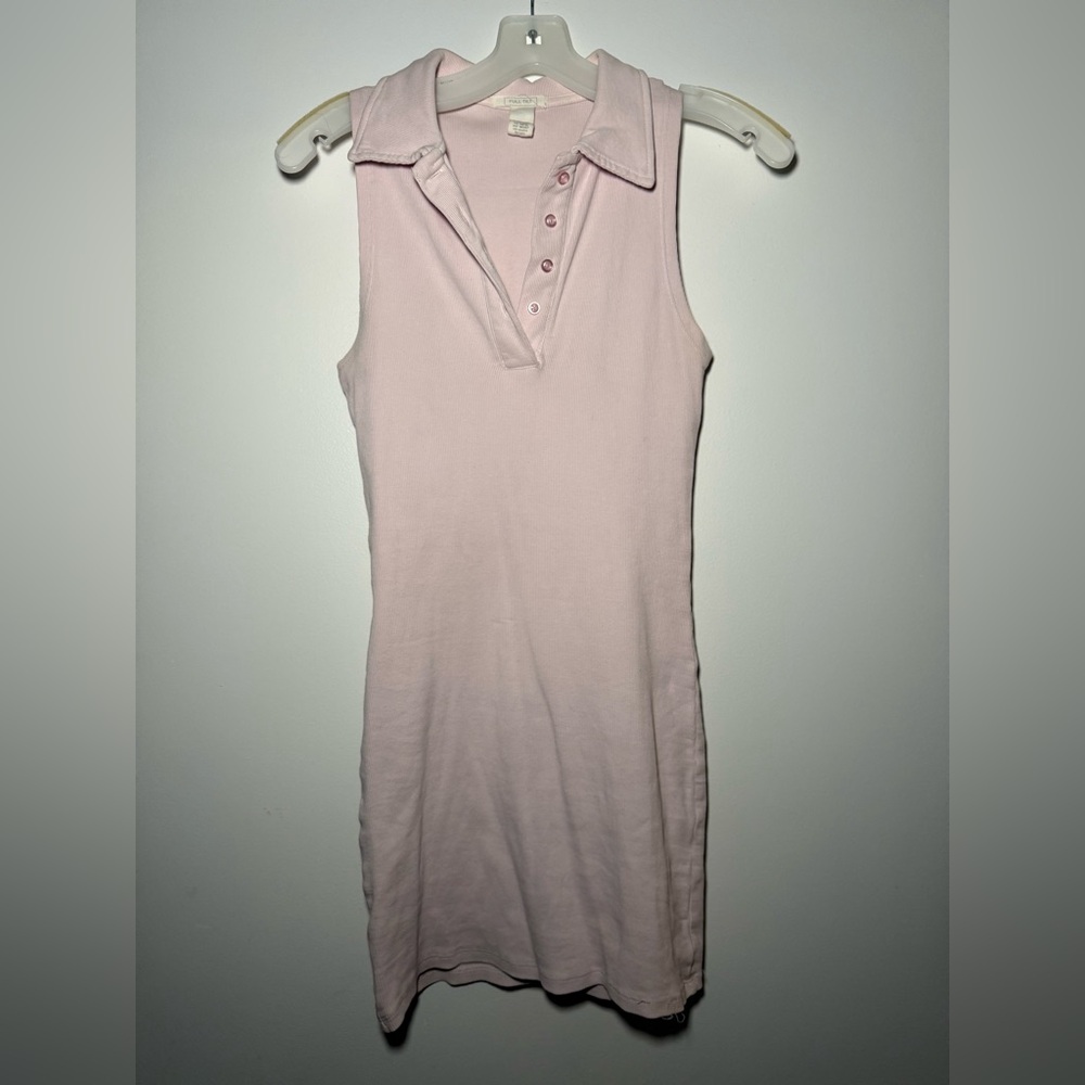 Full Tilt Light Pink Knit Polo Collared Mini Dress Women’s Small Golf